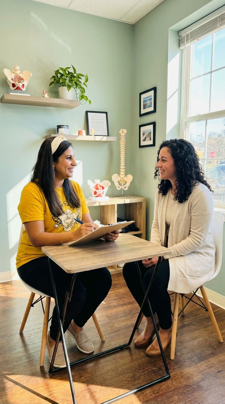 Patient working with a provider at a pelvic floor physical therapy clinic in Chelmsford